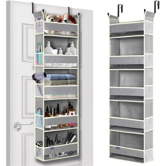 Over The Door Organizer 5 Shelf Hanging Storage with Pockets for Closet - Picture 1 of 7